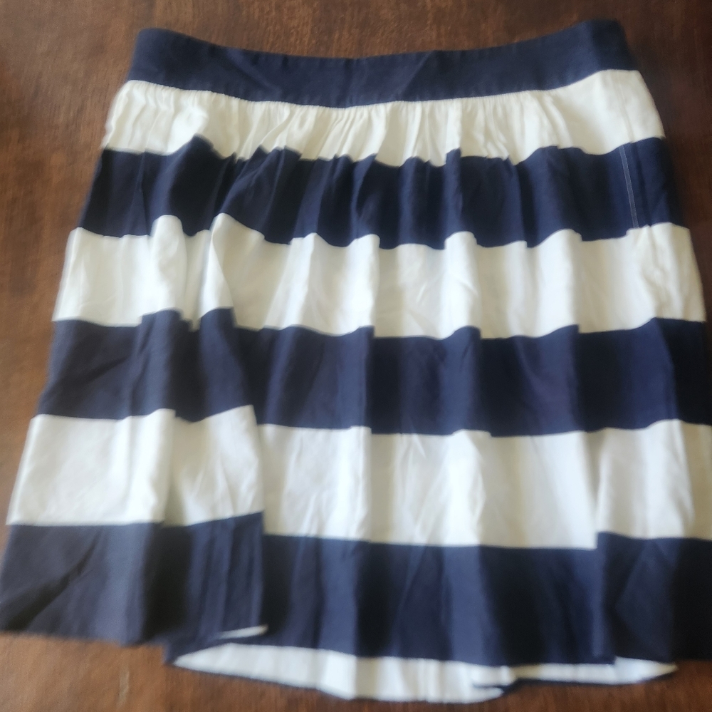 Banana Republic Womens Skirt Mini Striped Fit Flare Blue White